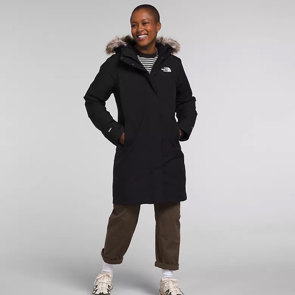 Womens The North Face Arctic Parka 600 Down Fill Faux Fur Collar Jacket Sz L